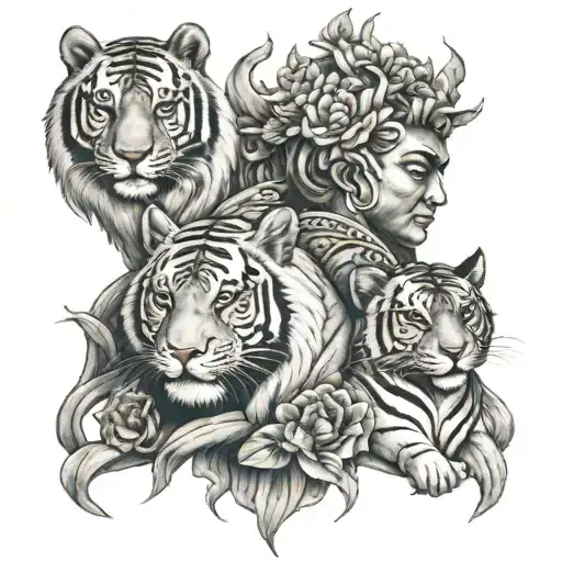 Buddha And Phoenix And Tiger