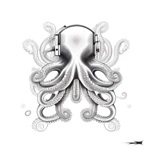 A Mechatronic Octopus Playing A Guitar On The Beach