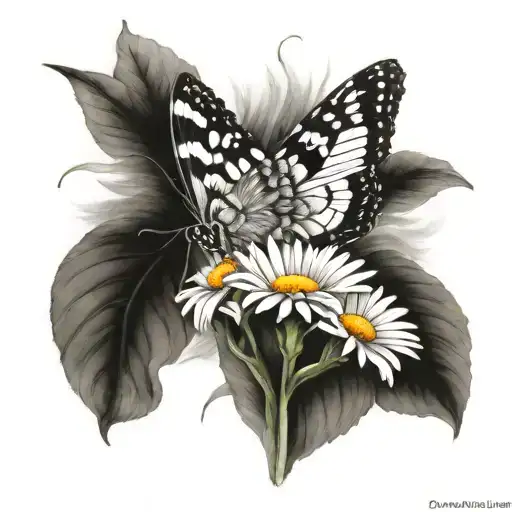Daisy & Butterfly Tattoo Design