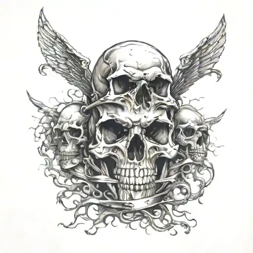 A Skull Is Made Out Of The Four Horsemen Of The Apocalypse And The Seve