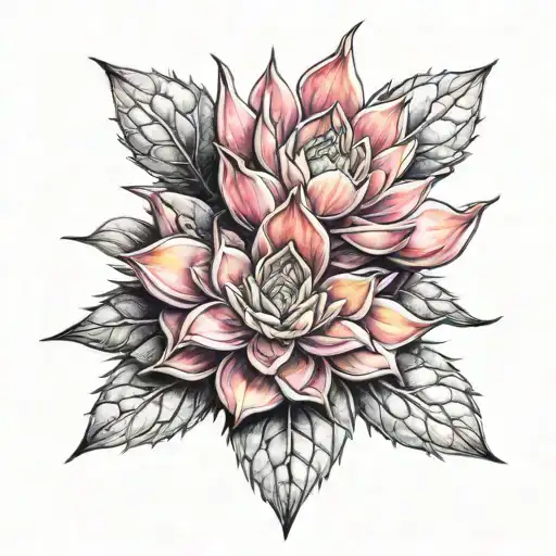 Pink Echeveria Growing Out Of A Crown