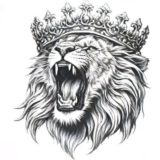 Lion With Crown Roaring