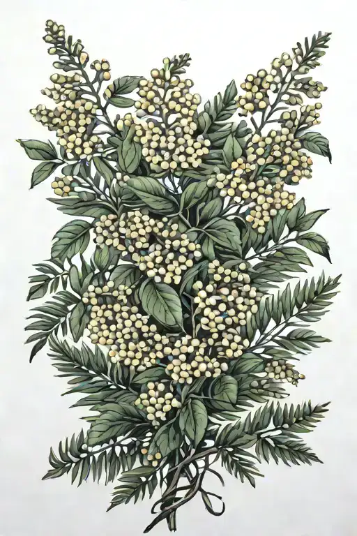 Vine With Small Mimosa Flowers Growing Feminine