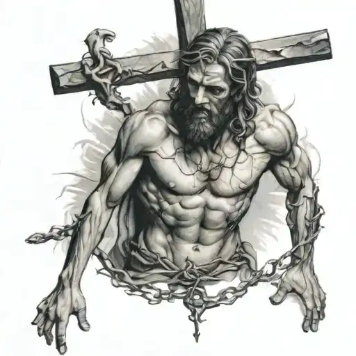 The Crucified Jesus Was Double-edged Sword Surrounded