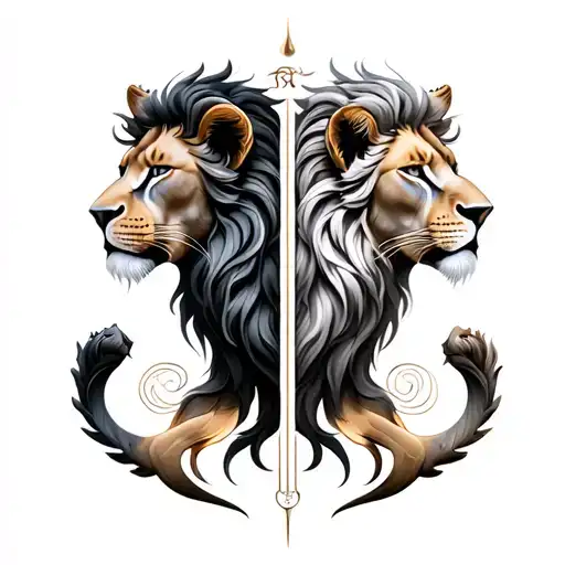 Leo And Gemini Zodiac Symbol Intertwined