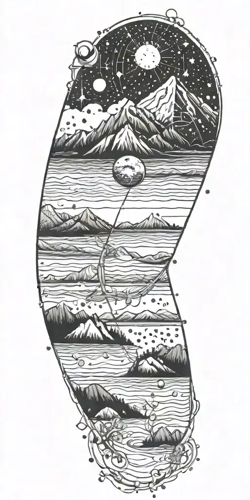 Aquarius Constellation With Mountains