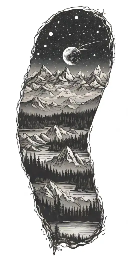 Aquarius Constellation With Mountains With Forest