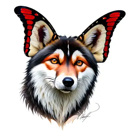 Red Butterfly With Wings That Has Husky Eyss And A Foxes Eyss