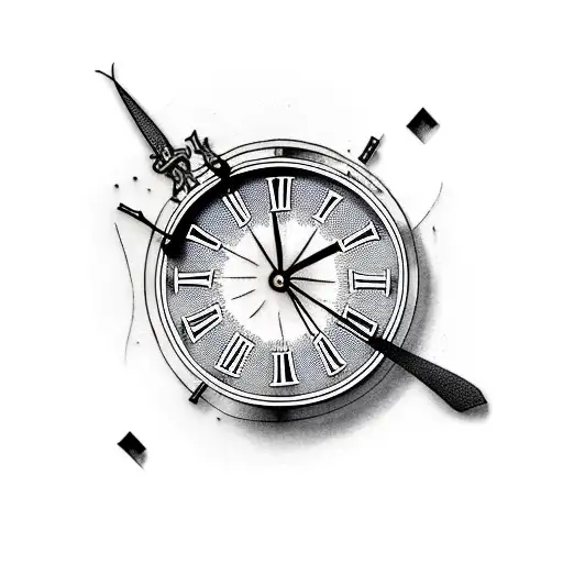 Broken Clock With Flying Glass