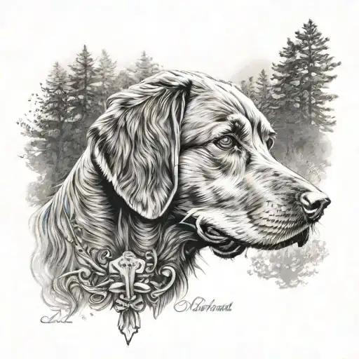Hunting Dog With Children Name Written