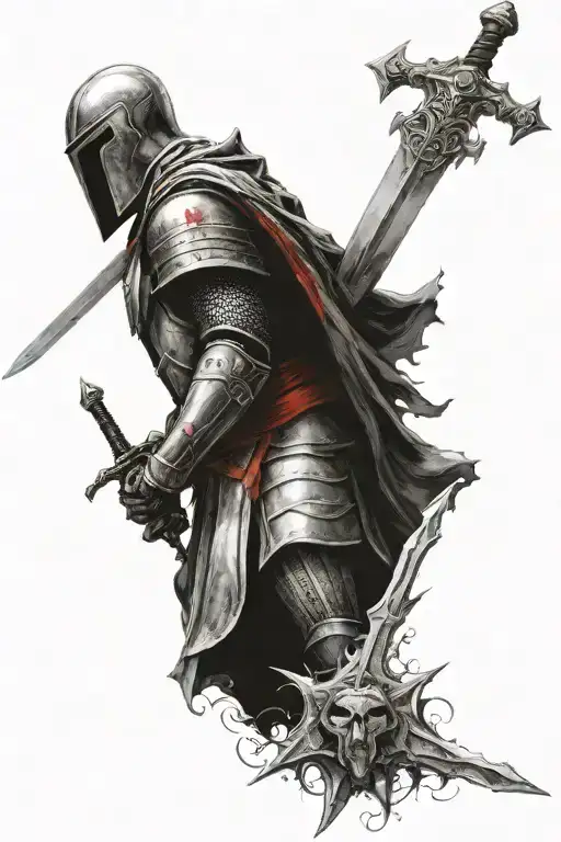 Templar Knight Holding A Sword In Front Of Him