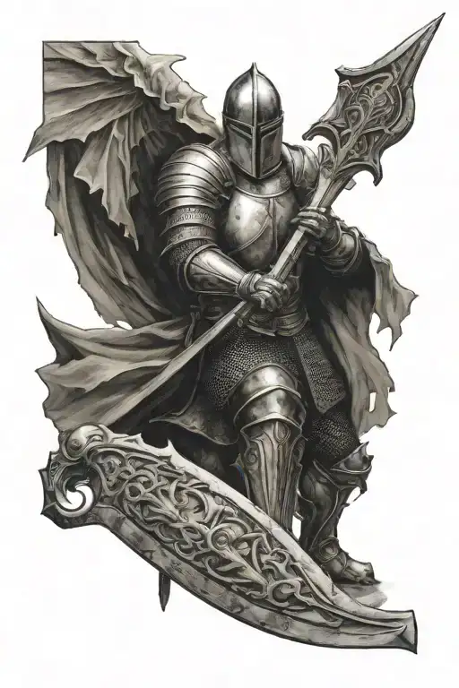 Knight Holding A Sword In Front