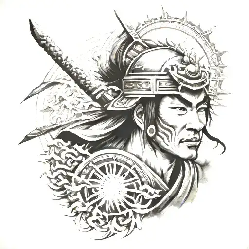 Japanese Warrior With Sun