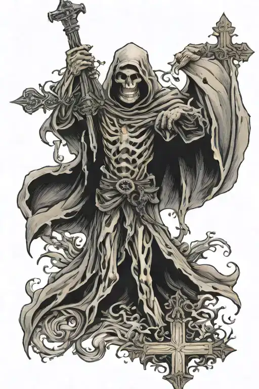 Reaper And Cross With Bible Verse Written