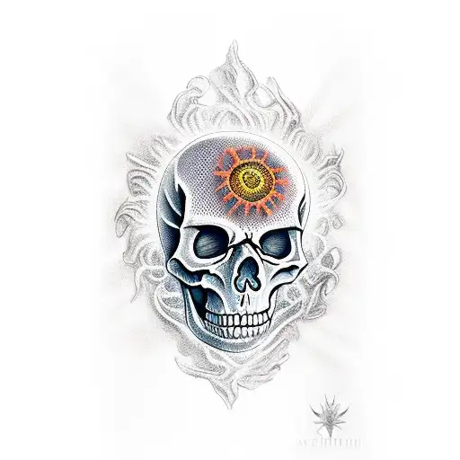 Skeleton With Sunray Above