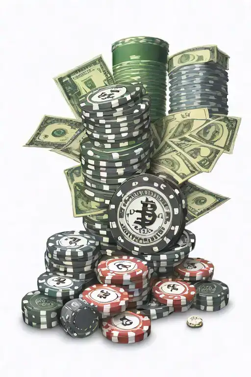 Casino Chips With Dice And Money With Skyline Of Dallas Texas
