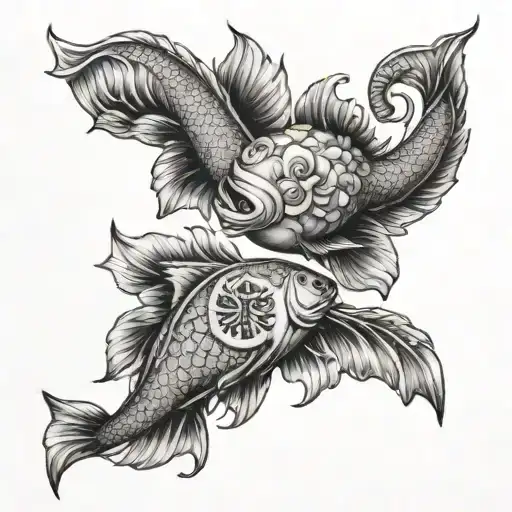 Shoulder Tattoo Of The Cancer And Pisces Zodiac Sign