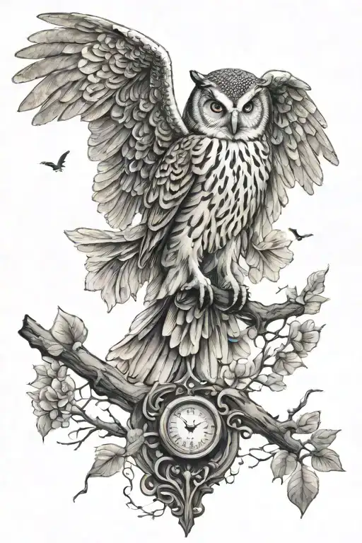 Angel And Owl Flying