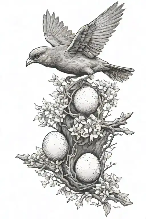 Flying Bird Carrying Two Eggs