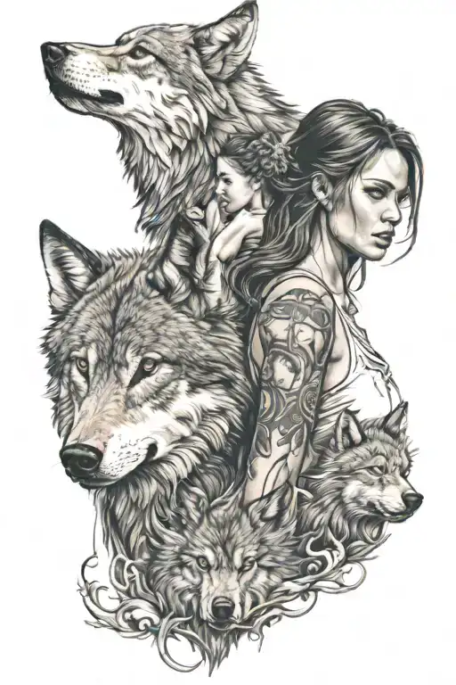Hot Woman And A Wolf