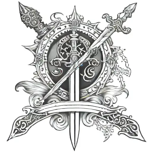 Gada And Khanda Sword Tatto