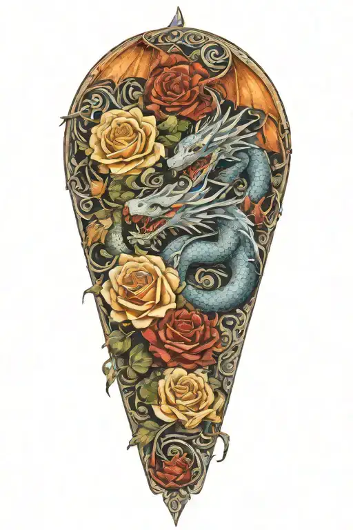 3 Dragons Coming Together To Form A Rose