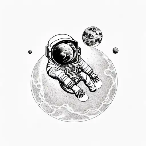 Astronaut Floating Through Time Represented By Space