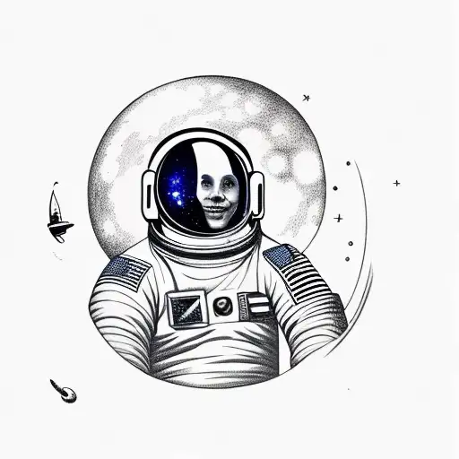 Astronaut Floating Through Time Represented By Space
