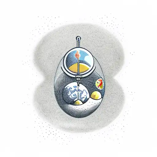 Astronaut Falling Downwards Through An Hourglass With Sand At The Bottom