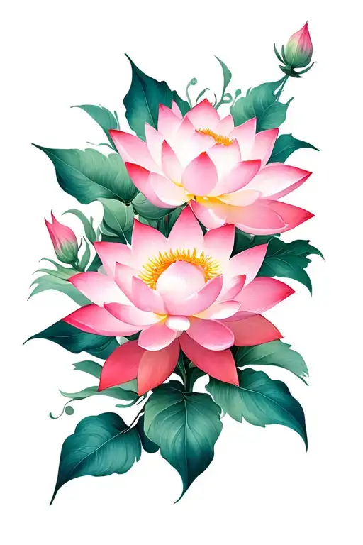 Flower Flower Surrounded Lotus Flower Ornaments And Delicate And Symbols Of Life And Protection