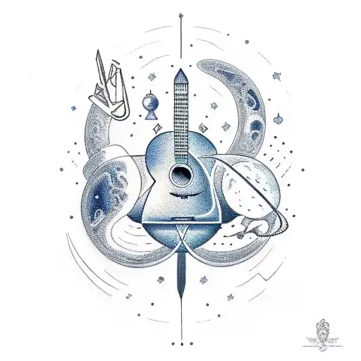 An Astrounat Playing The Guitar In Space