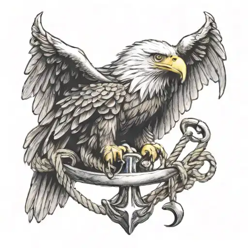 Eagle Holding Anchor With Rope Hanging