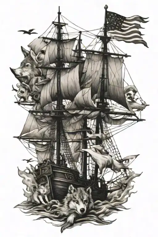 Wolves And Pirate Ship