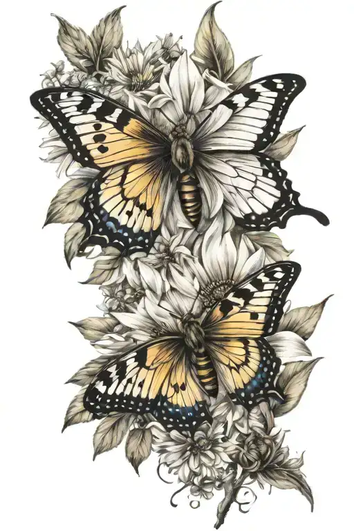 Sun Flower Flowers Butterfly Bee