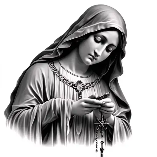 Virgin Mary Holding Rosary With Gothic Theme