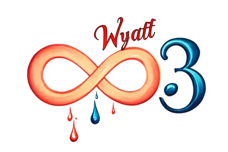 Infinity Symbol Intertwined With Name Wyatt And A Number3 And Tears