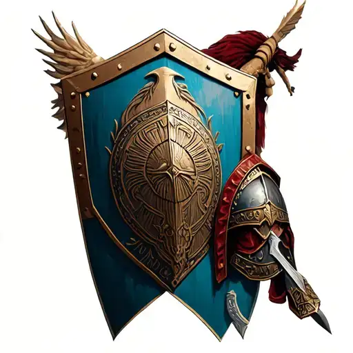 Pontilhism With Realism With Gladiator That Sostenga Un Shield