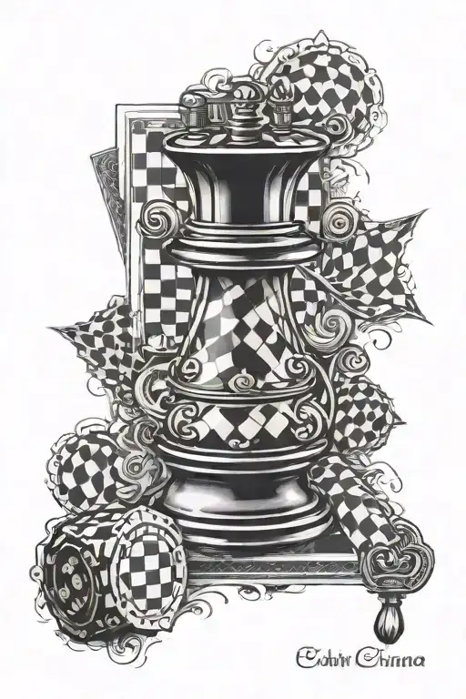 Playing Card With Chess Piece Inside