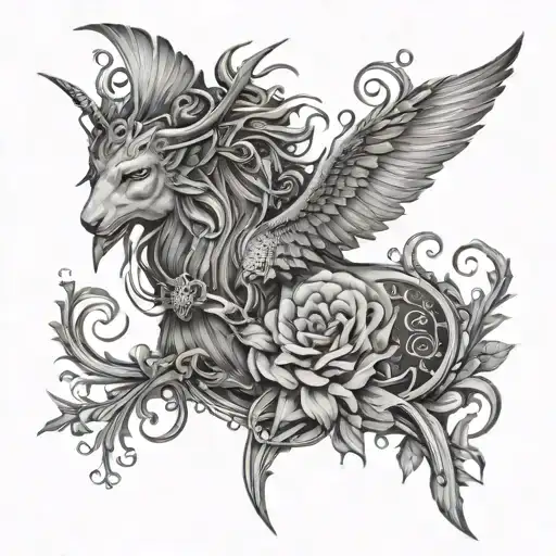 Creative Mythical Grey And Black