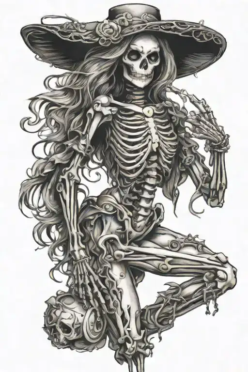 Sexy Rave Girl Dancing Skeleton