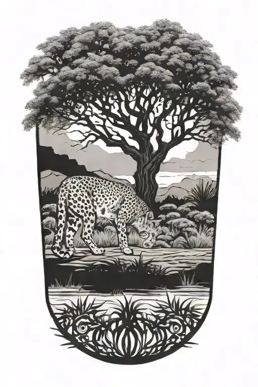 Cheetah In Front Of Tree Of Life Silhouette