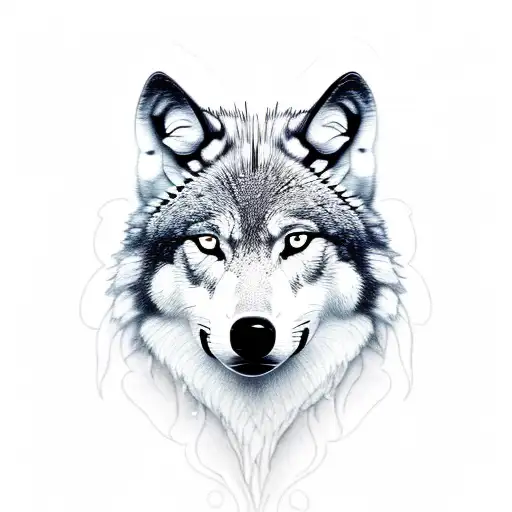 Black And Whit Wolf