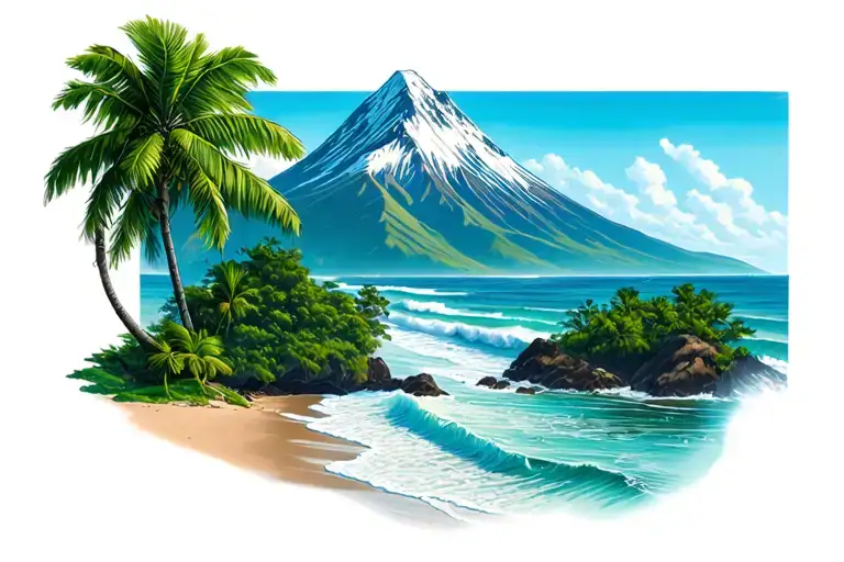 Vermont Mountain Behind A Hawaian Beach