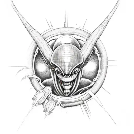 Alien With Invasion Planet With Nave