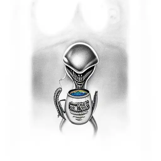 Alien Drinking Beer And Making Hanglose