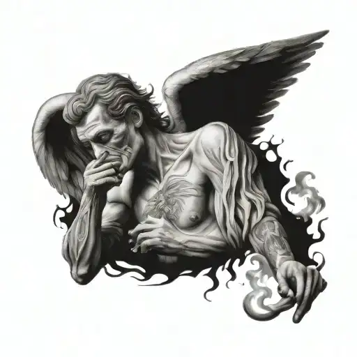 Desperate Angel Smoking A Cigarette