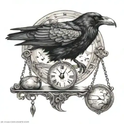 Raven In The Paws Of Scales Against The Background Of The Moon