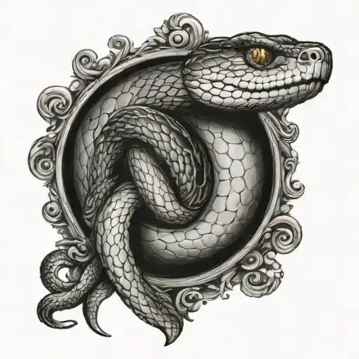 Snake With Crescent Moon