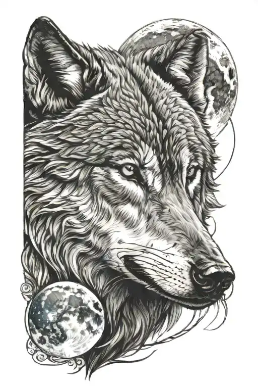 Wolf And Moon
