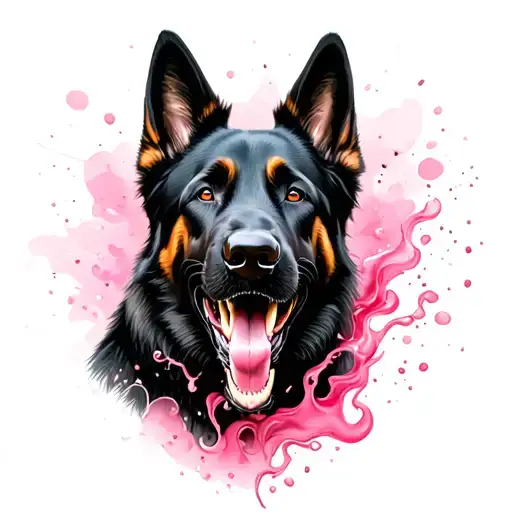 All Black German Shepherd Showing Teeth With Pink Foaming Drool